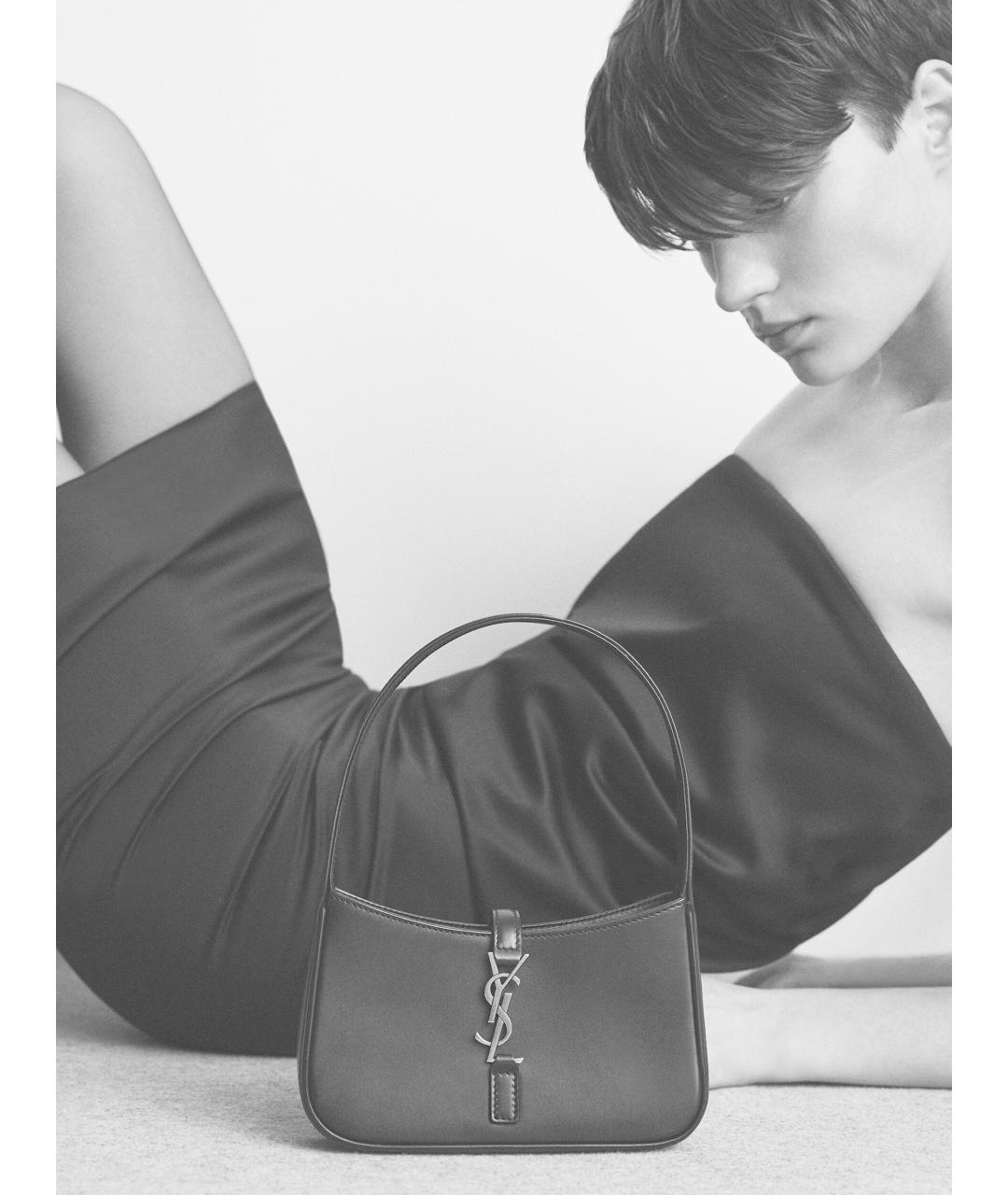 SAINT LAURENT Черная кожаная сумка через плечо, фото 3