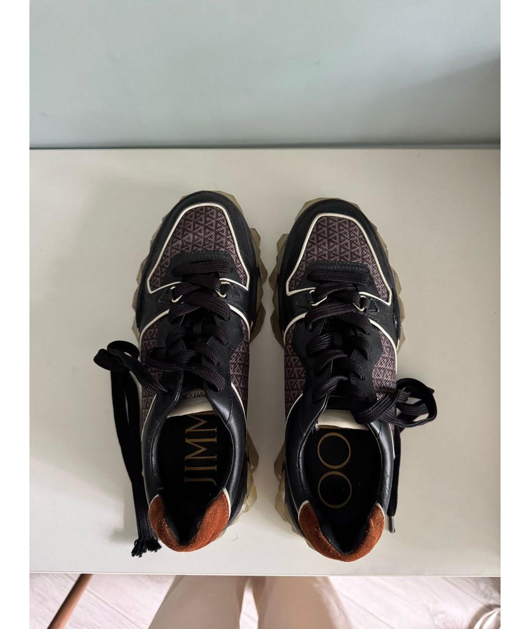 JIMMY CHOO Черные кожаные высокие кроссовки / кеды, фото 3