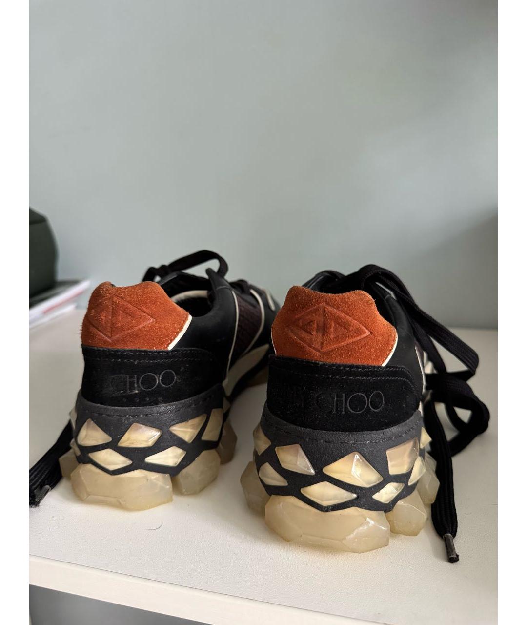JIMMY CHOO Черные кожаные высокие кроссовки / кеды, фото 4