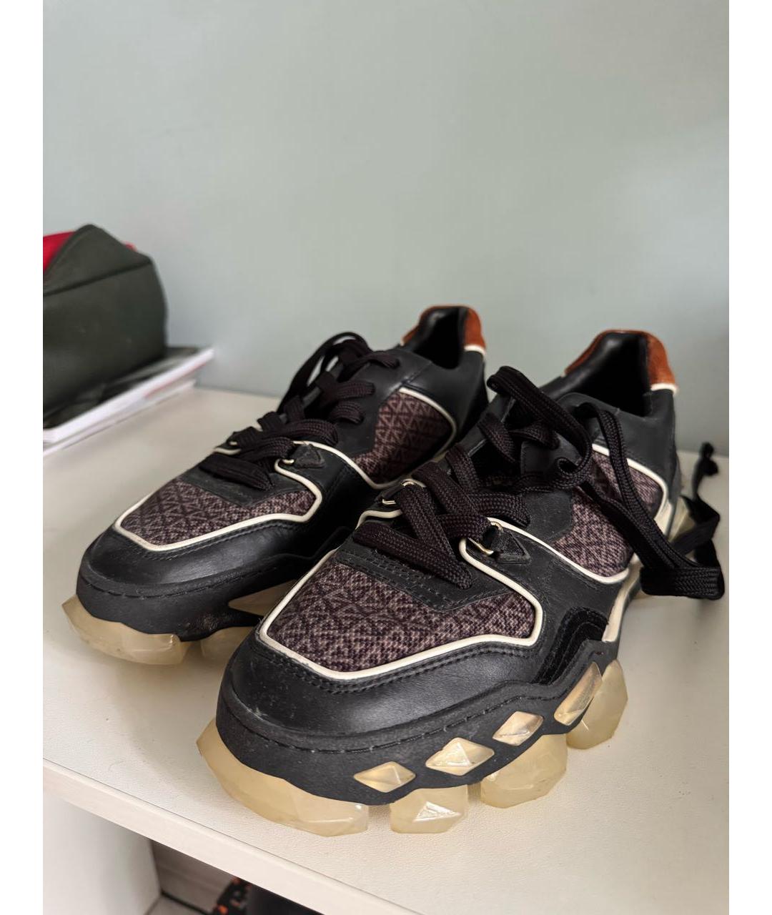 JIMMY CHOO Черные кожаные высокие кроссовки / кеды, фото 2
