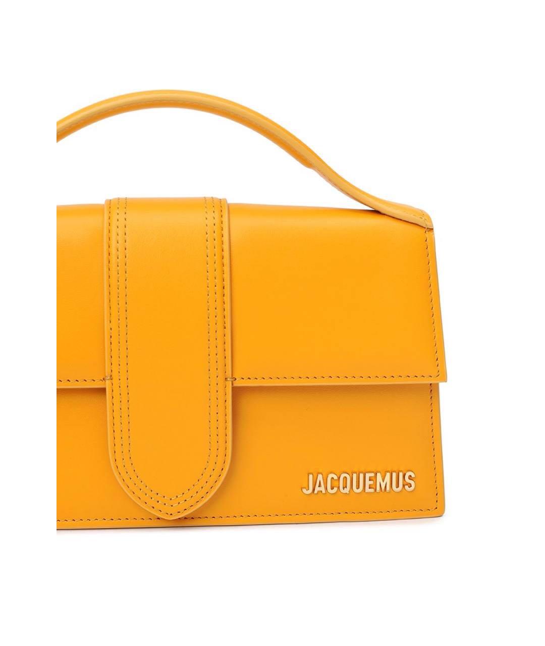JACQUEMUS Желтая кожаная сумка тоут, фото 3