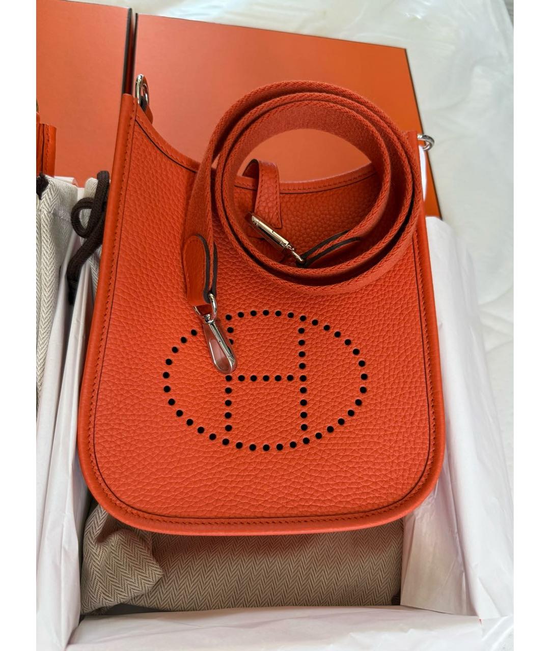 HERMES Оранжевая кожаная сумка через плечо, фото 4