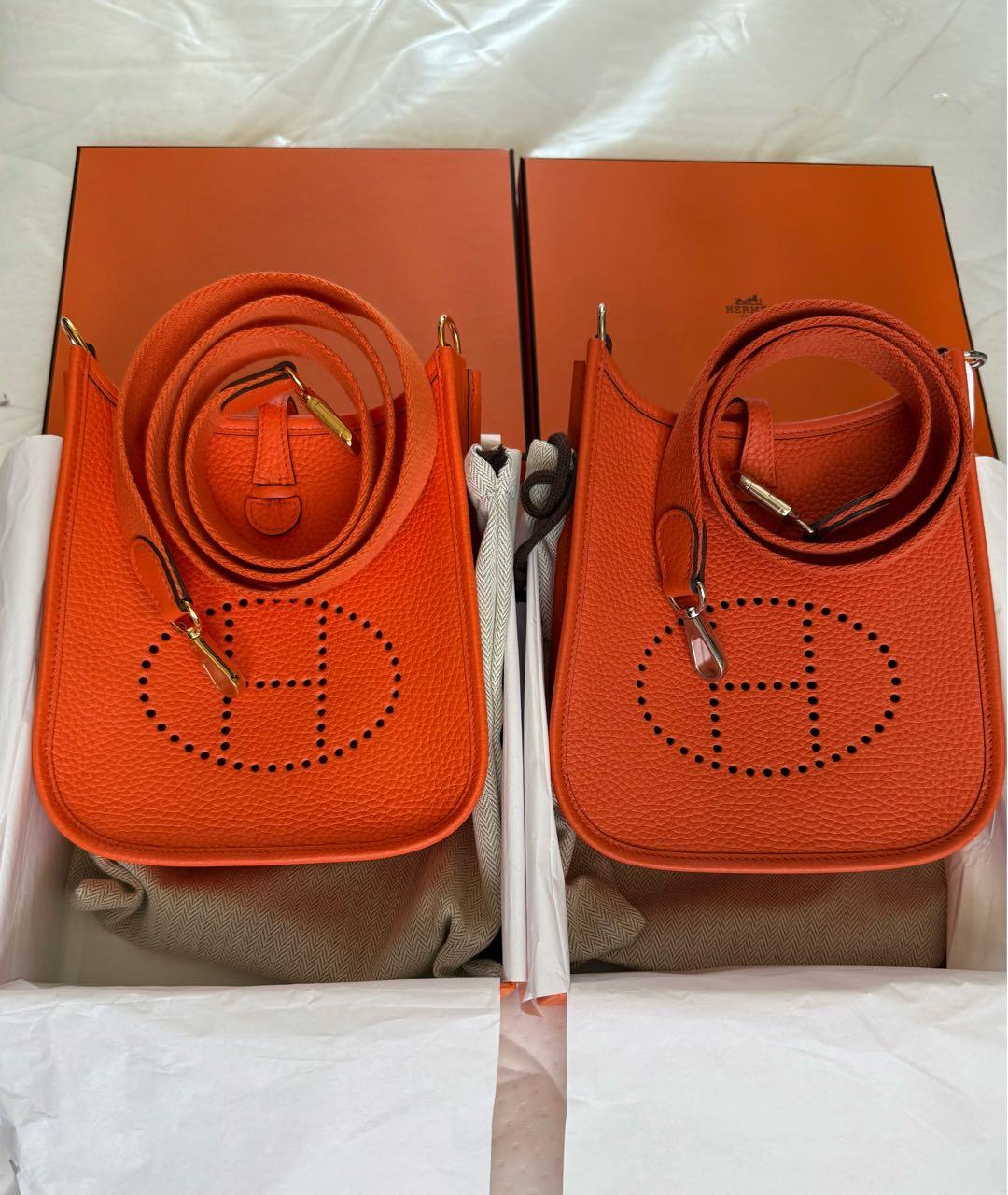 HERMES Оранжевая кожаная сумка через плечо, фото 3