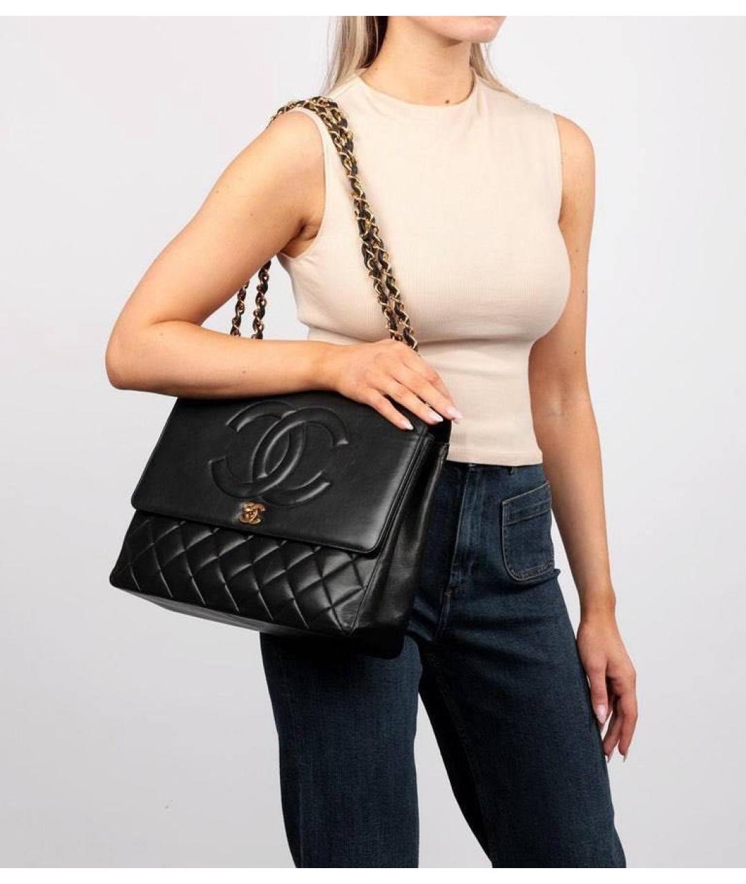 CHANEL Черная кожаная сумка тоут, фото 2