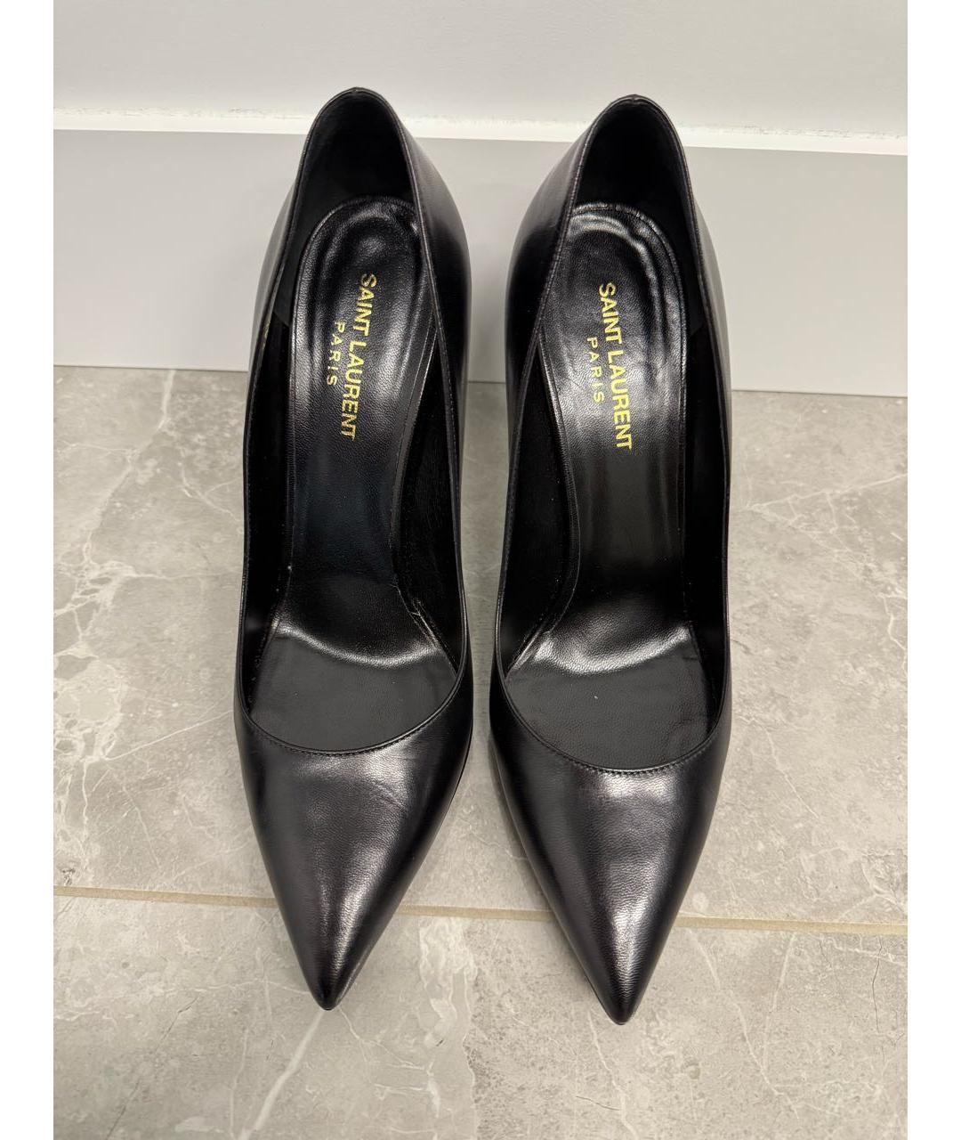 SAINT LAURENT Черные кожаные туфли, фото 2