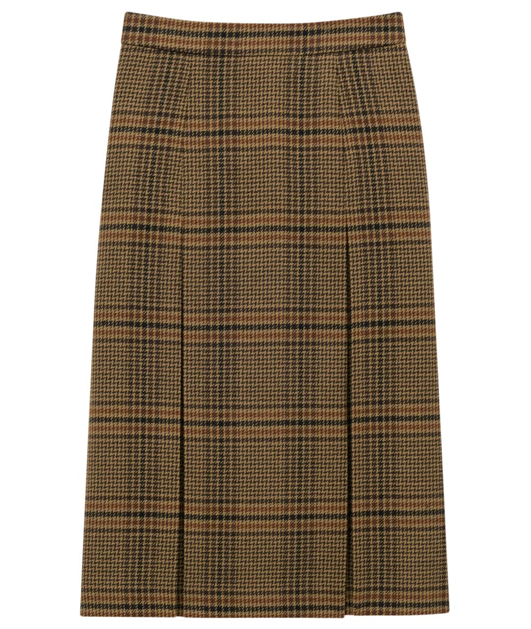 SAINT LAURENT Коричневая шерстяная юбка миди, фото 1