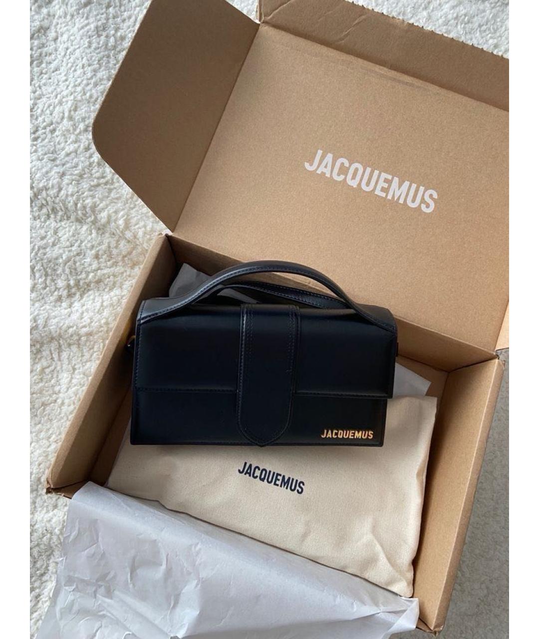 JACQUEMUS Черная кожаная сумка тоут, фото 6