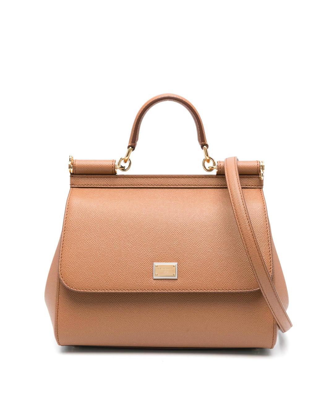 DOLCE&GABBANA Коричневая кожаная сумка с короткими ручками, фото 1