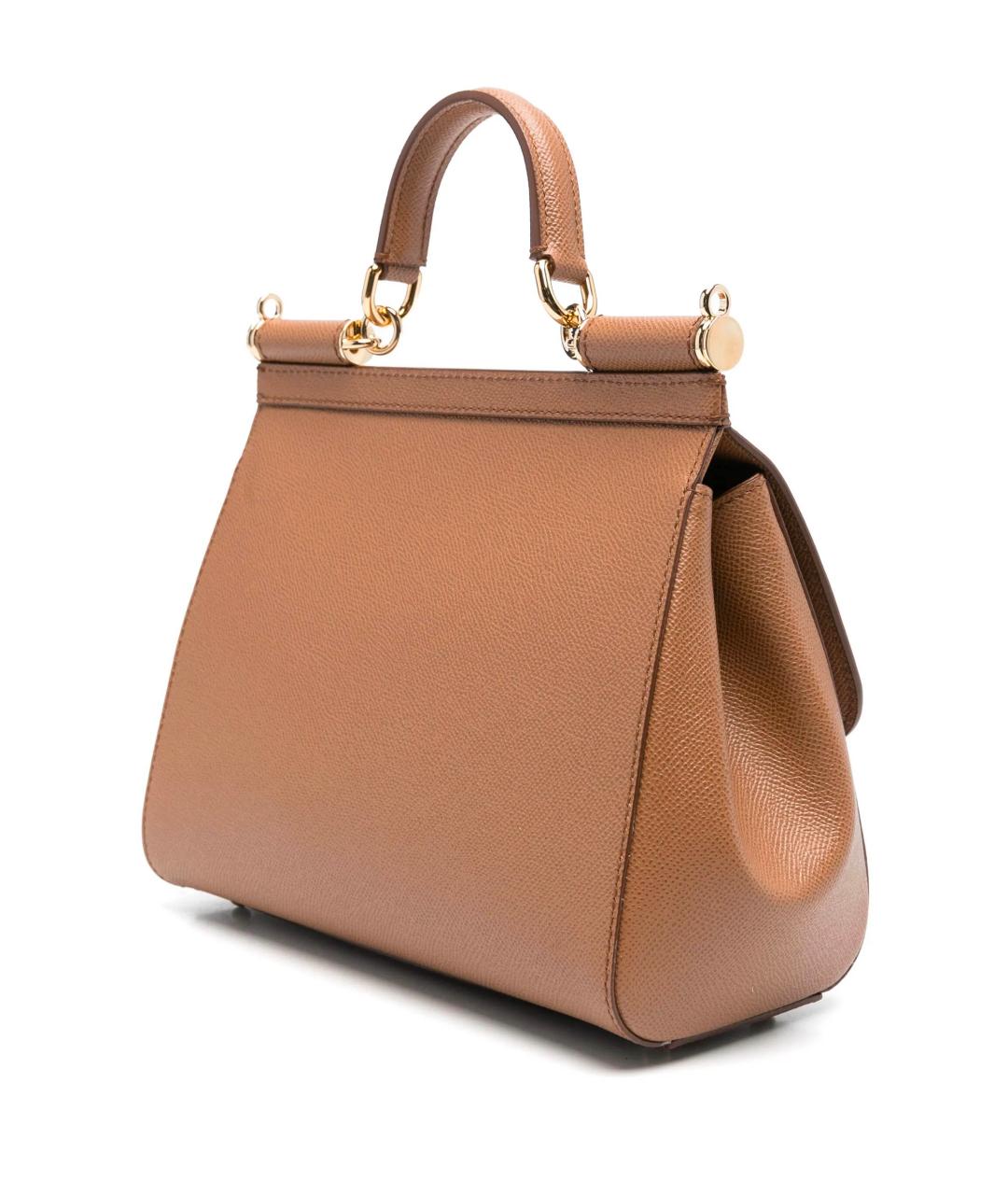 DOLCE&GABBANA Коричневая кожаная сумка с короткими ручками, фото 3