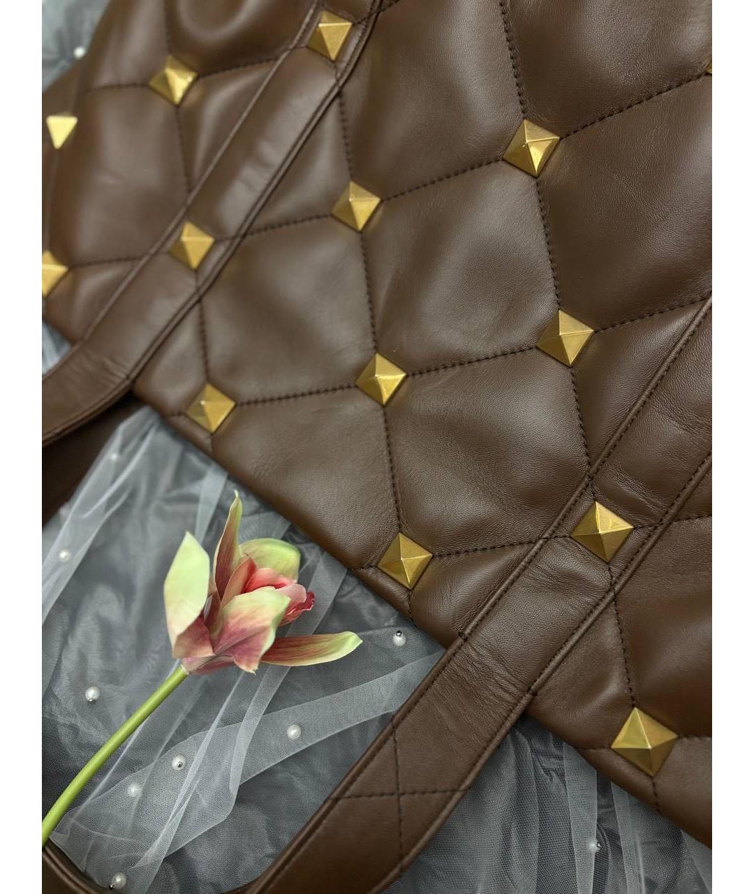 VALENTINO Коричневая кожаная сумка тоут, фото 4
