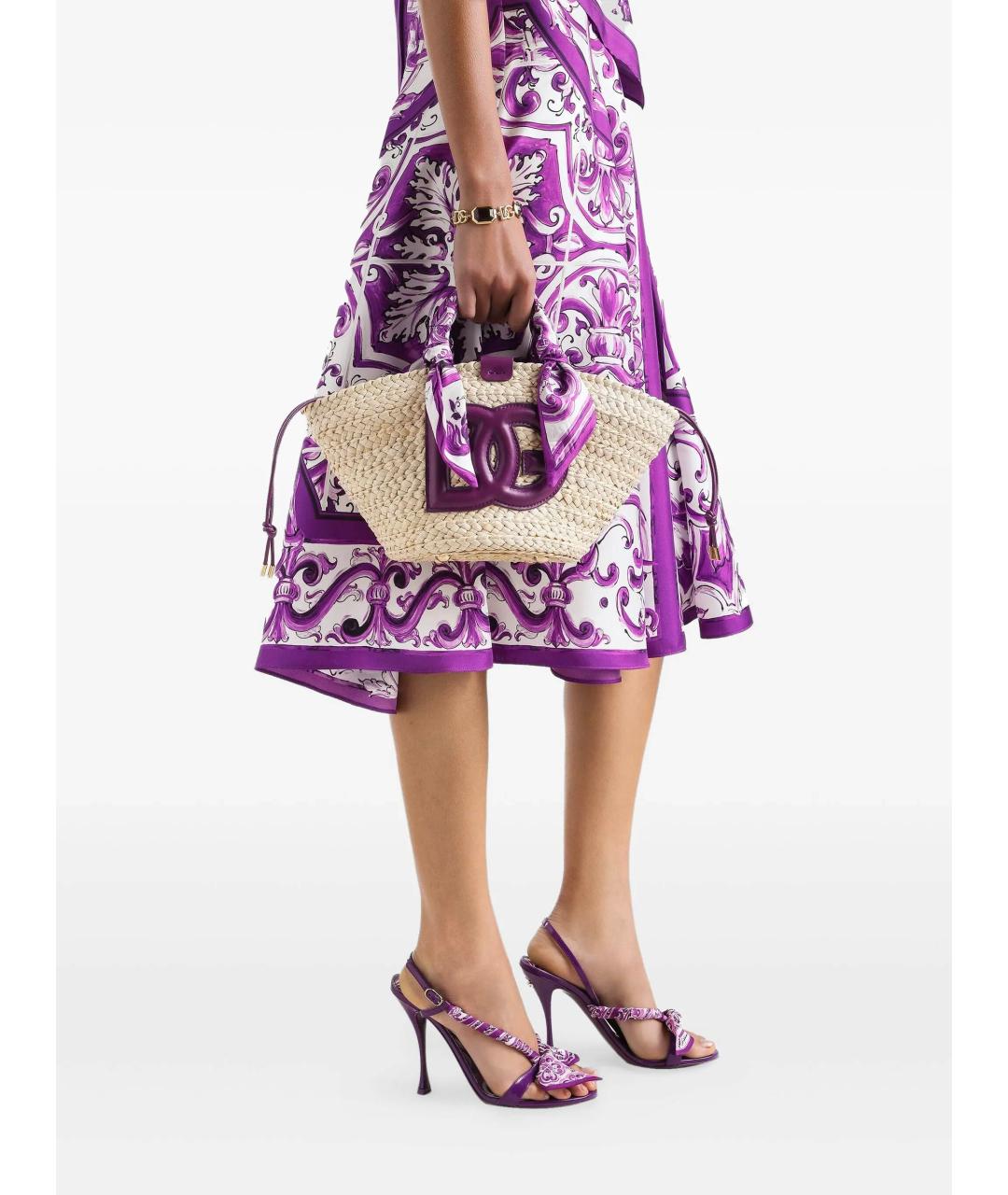 DOLCE&GABBANA Бежевая пелетеная сумка тоут, фото 2