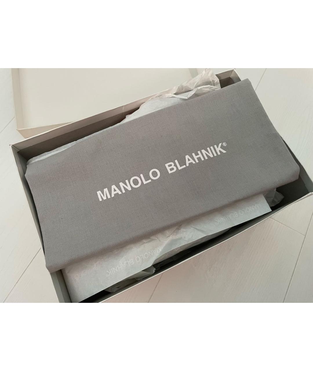 MANOLO BLAHNIK Белые кожаные босоножки, фото 5