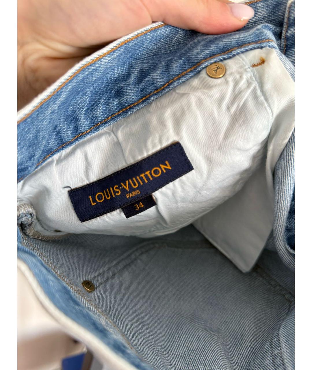 LOUIS VUITTON Голубые хлопковые джинсы скинни, фото 7