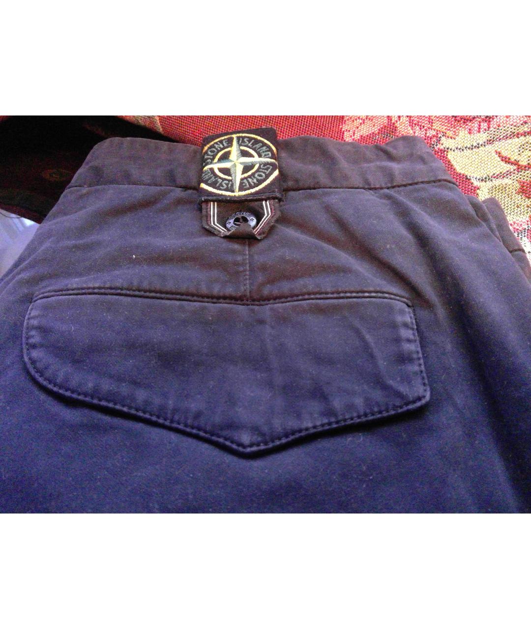 STONE ISLAND Темно-синие хлопко-эластановые брюки чинос, фото 4