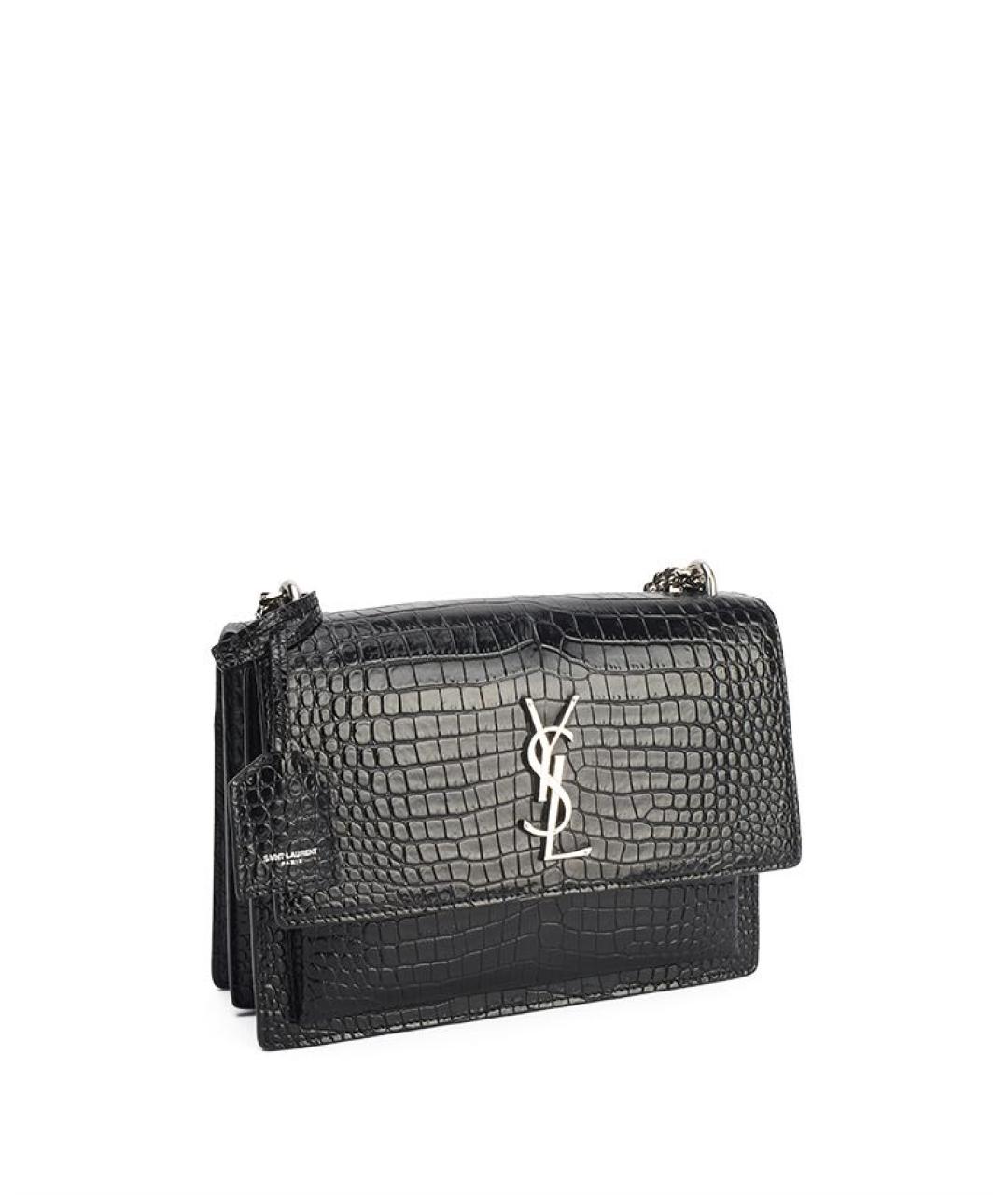 SAINT LAURENT Черная сумка через плечо из лакированной кожи, фото 3
