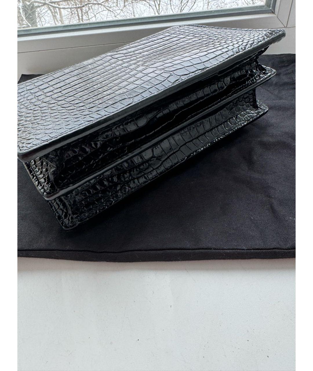 SAINT LAURENT Черная сумка через плечо из лакированной кожи, фото 4