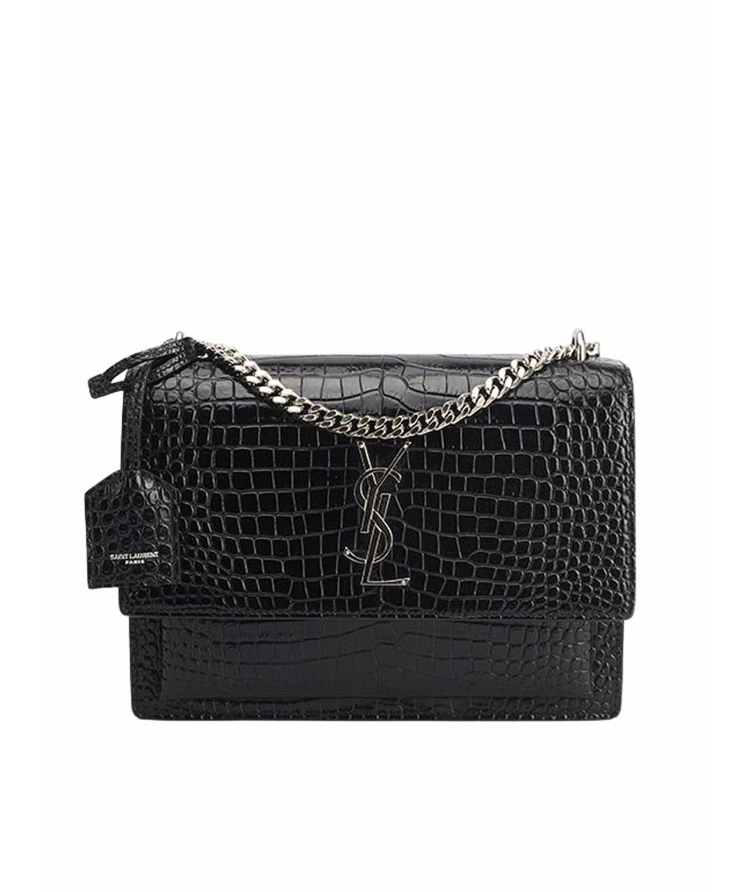 SAINT LAURENT Черная сумка через плечо из лакированной кожи, фото 1
