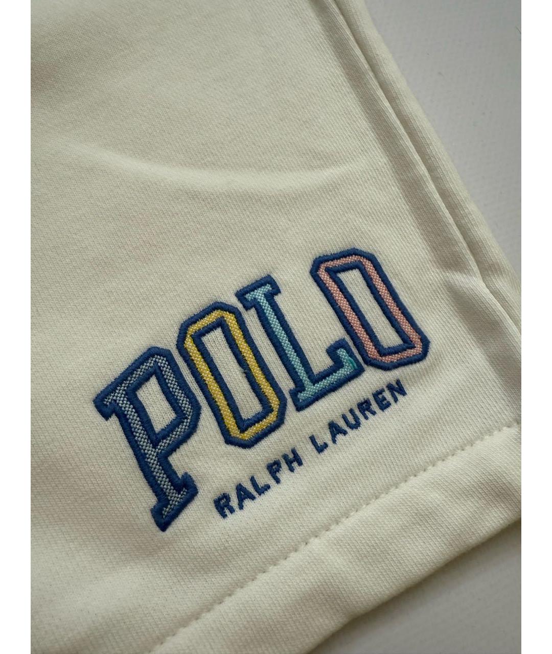 POLO RALPH LAUREN Белые хлопко-эластановые шорты, фото 4