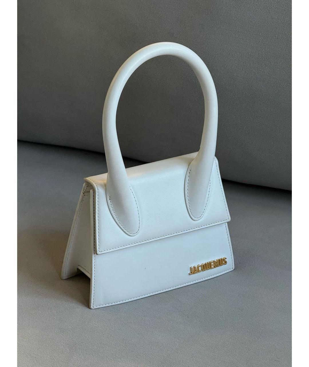 JACQUEMUS Белая кожаная сумка с короткими ручками, фото 3