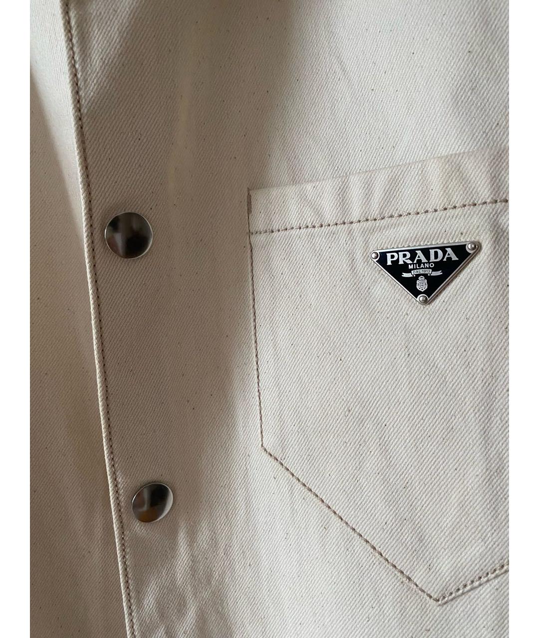PRADA Бежевая хлопковая кэжуал рубашка, фото 3