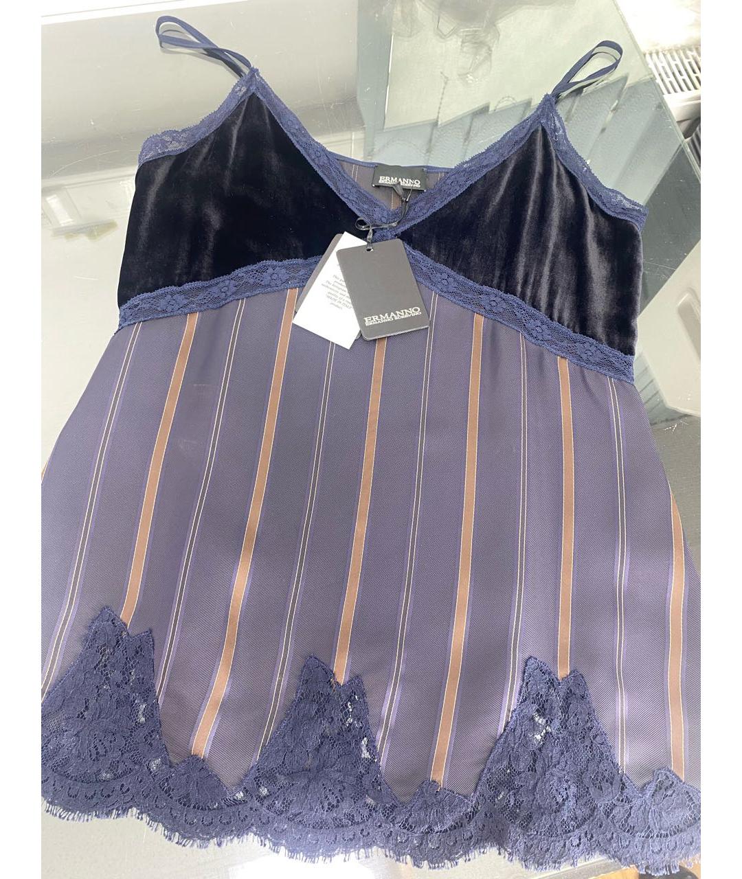 ERMANNO SCERVINO Темно-синяя вискозная майка, фото 8