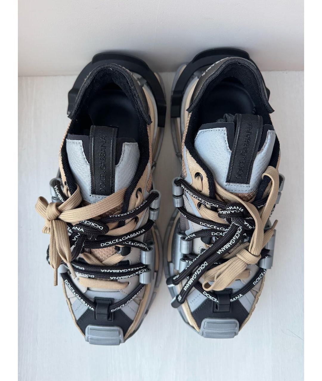DOLCE&GABBANA Коричневые кожаные высокие кроссовки / кеды, фото 3