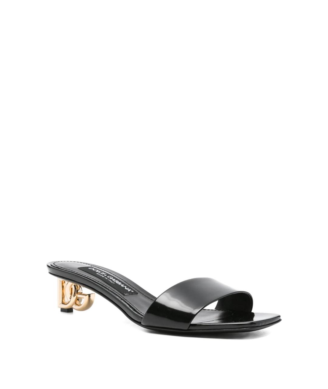 DOLCE&GABBANA Черные мюли из лакированной кожи, фото 2