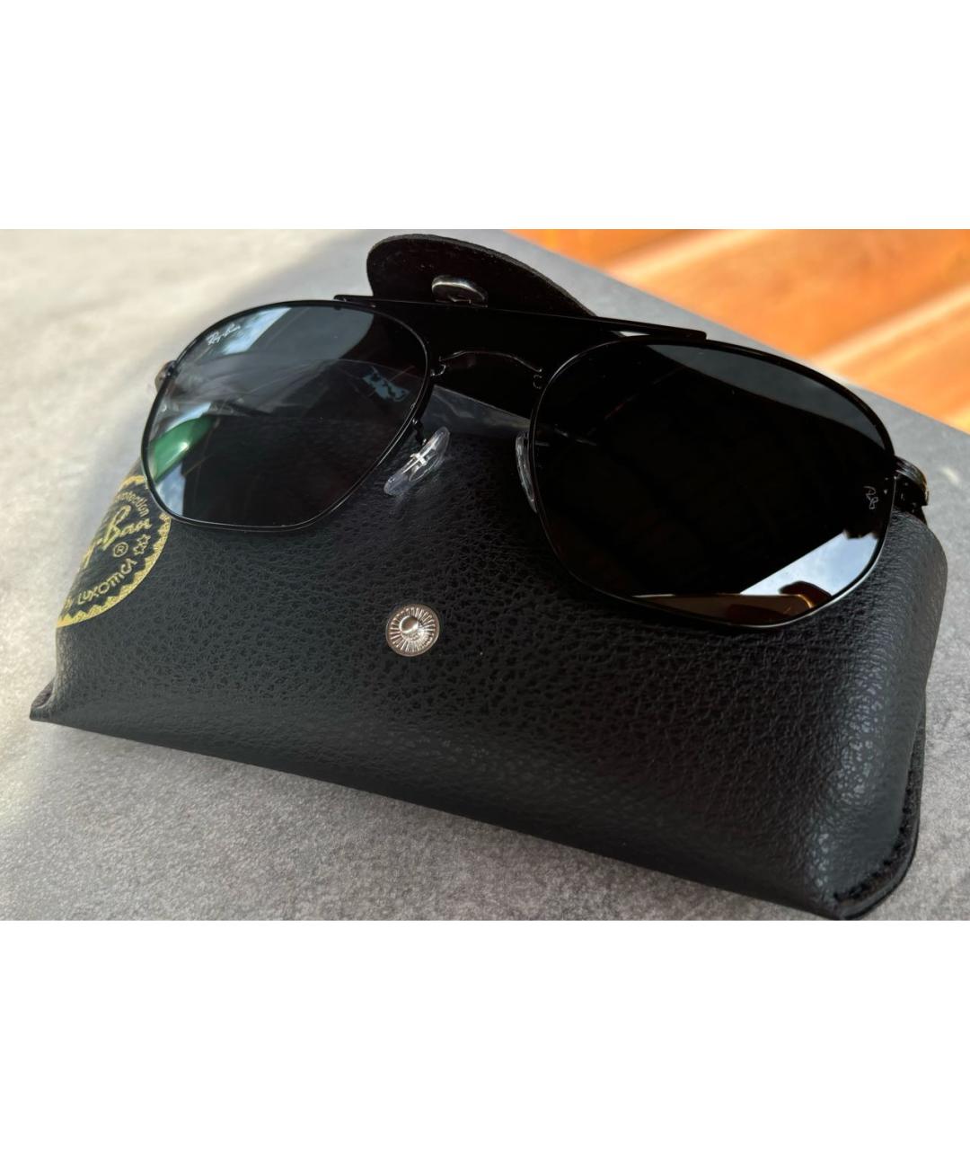 RAY BAN Антрацитовые металлические солнцезащитные очки, фото 5