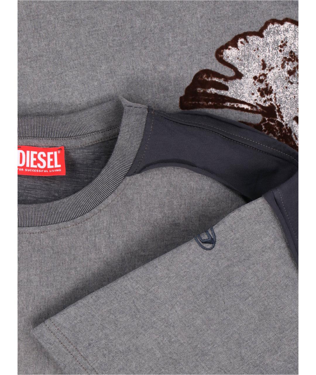 DIESEL Серая хлопковая футболка, фото 4