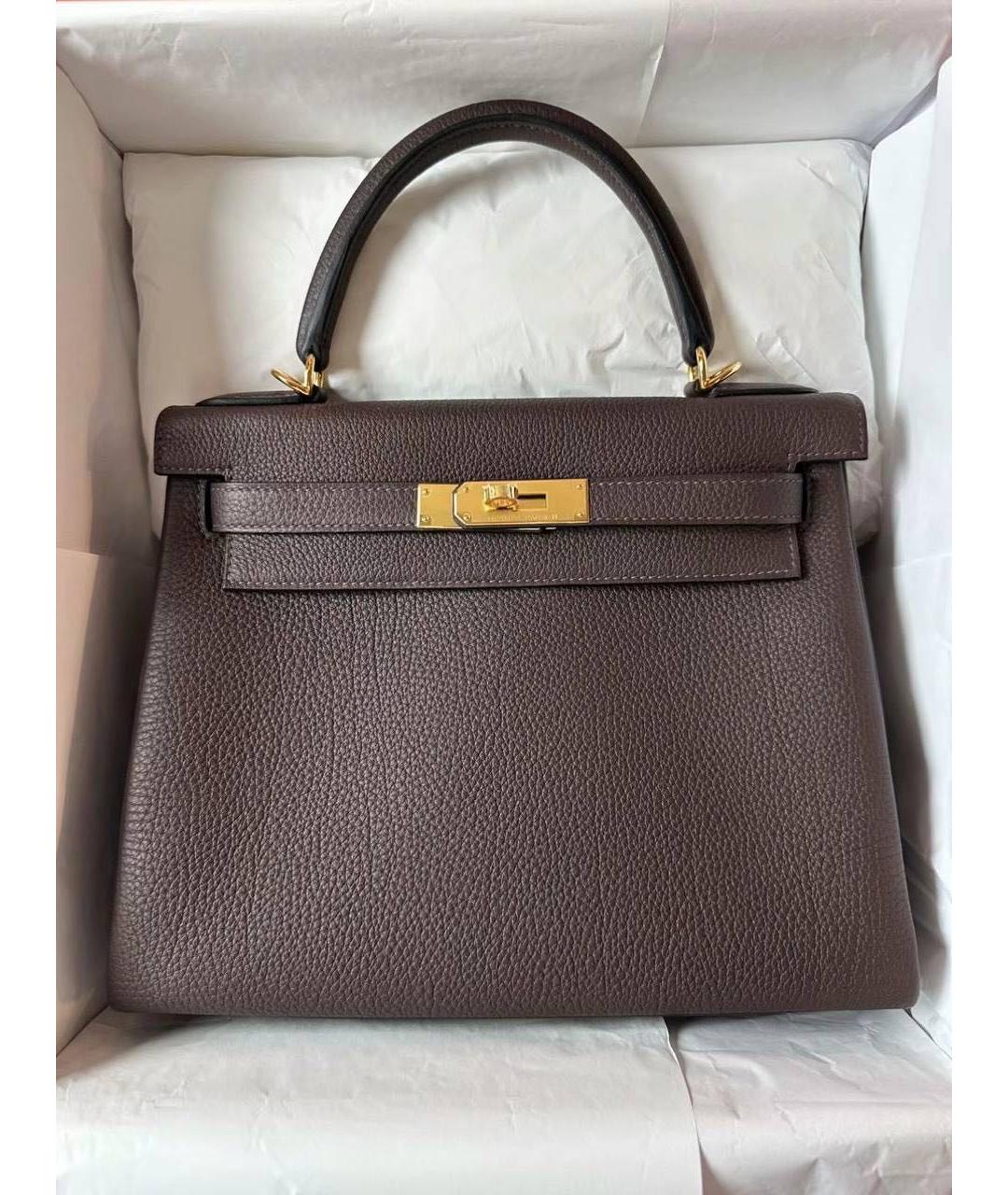 HERMES Коричневая кожаная сумка через плечо, фото 5