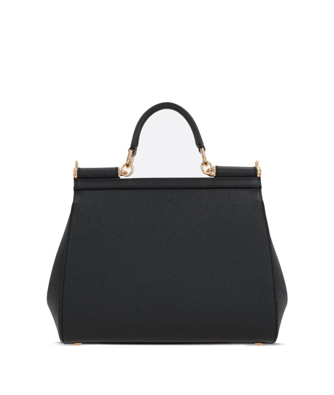 DOLCE&GABBANA Черная кожаная сумка с короткими ручками, фото 2