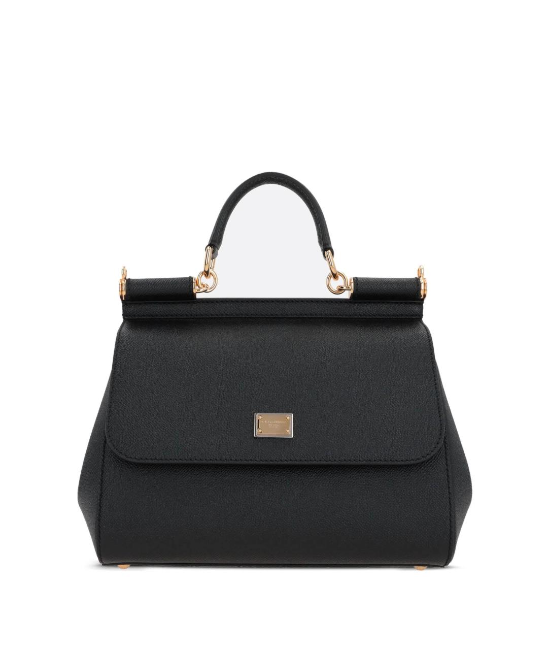 DOLCE&GABBANA Черная кожаная сумка с короткими ручками, фото 1