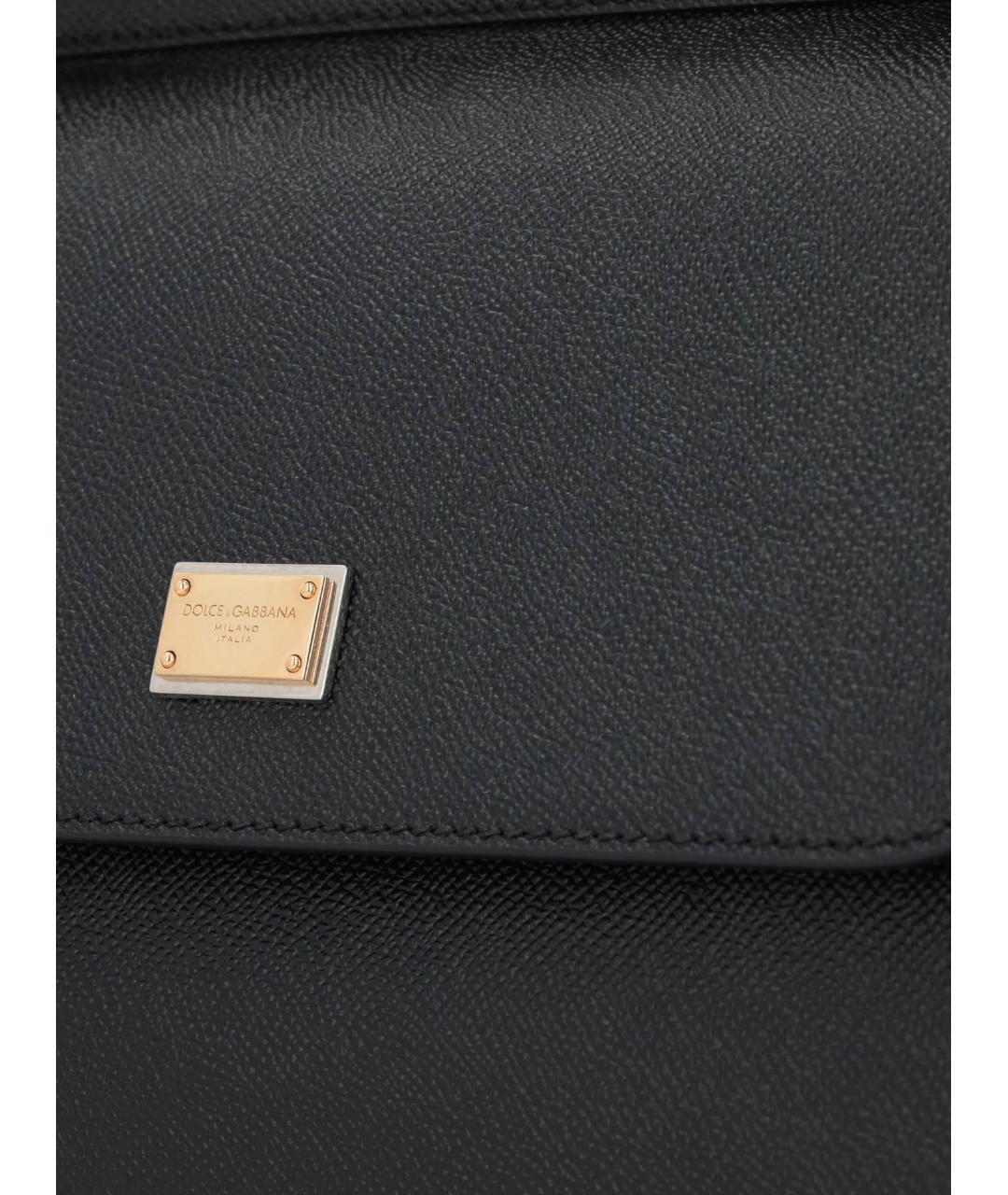 DOLCE&GABBANA Черная кожаная сумка с короткими ручками, фото 4