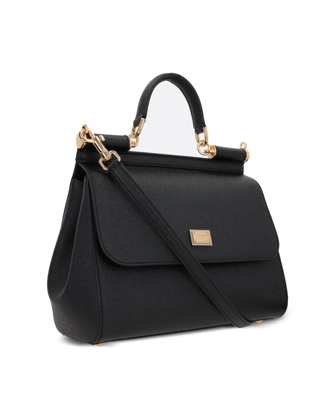 DOLCE&GABBANA Черная кожаная сумка с короткими ручками, фото 3