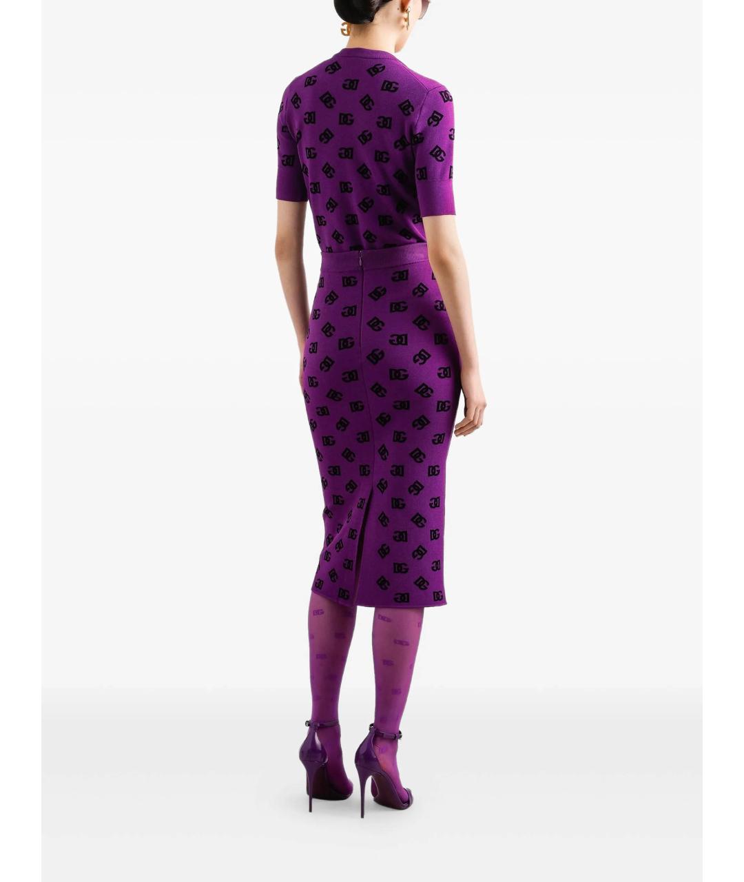 DOLCE&GABBANA Фиолетовая юбка миди, фото 3