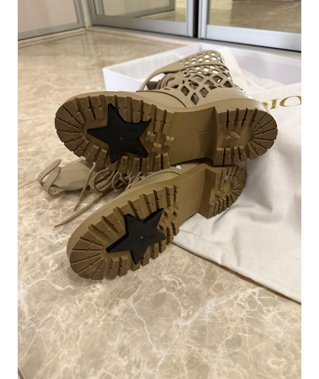 CHRISTIAN DIOR Бежевые кожаные полусапоги, фото 4