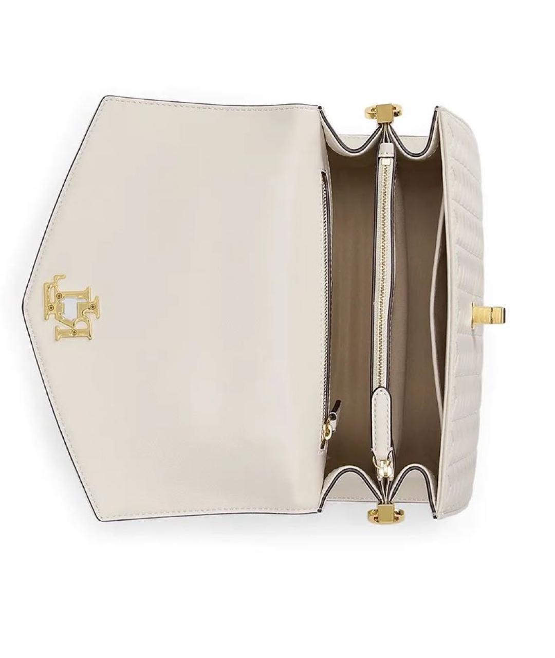 POLO RALPH LAUREN Бежевая кожаная сумка с короткими ручками, фото 4