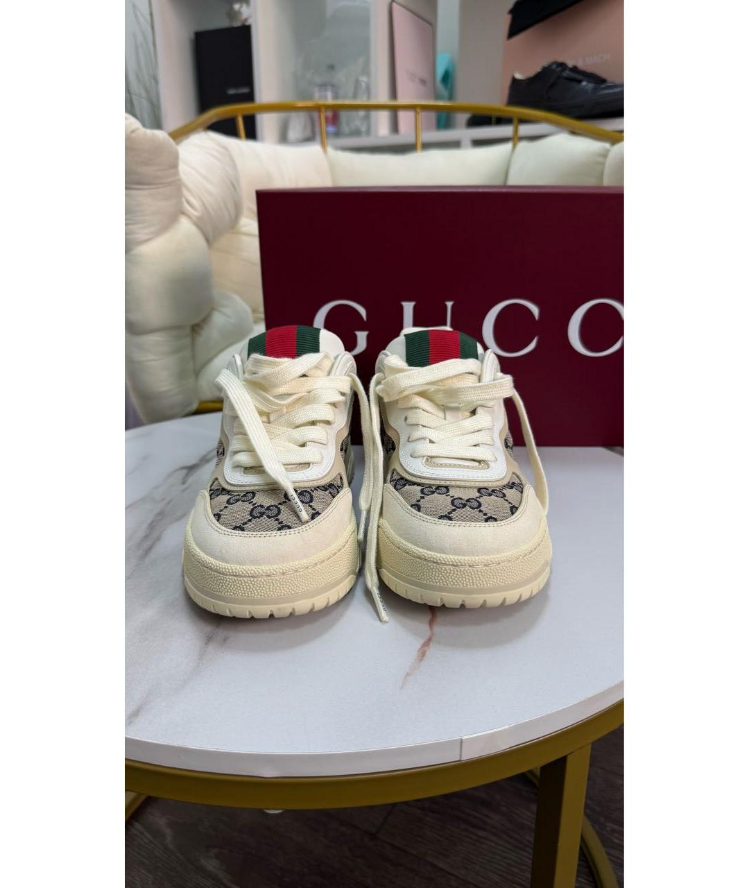 GUCCI Бежевые замшевые кеды, фото 2