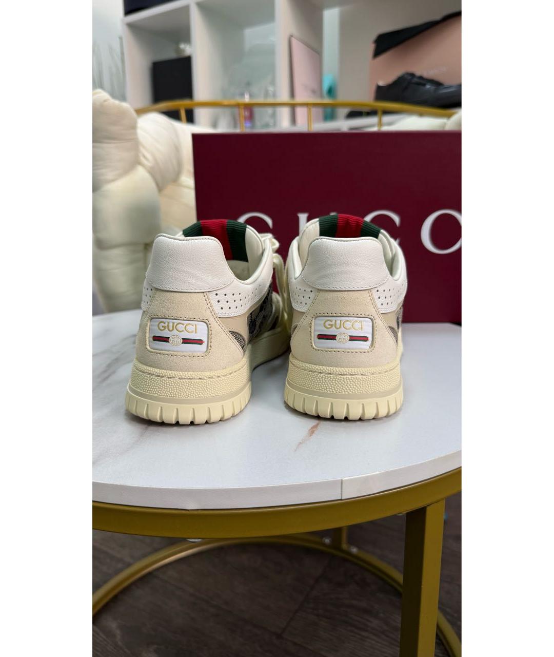GUCCI Бежевые замшевые кеды, фото 4