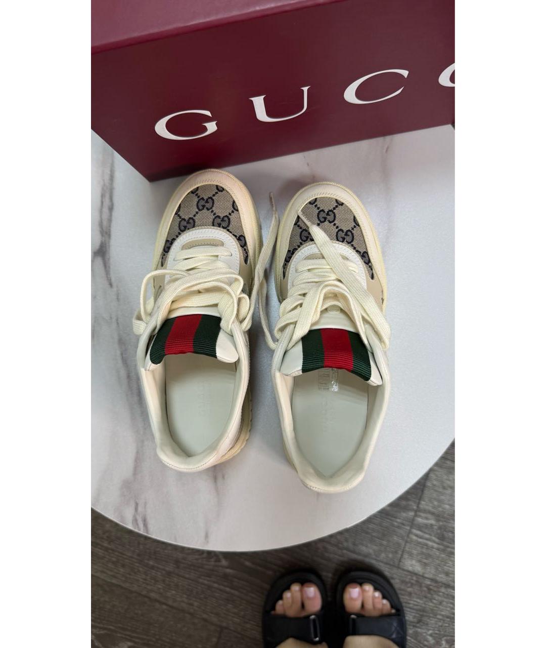 GUCCI Бежевые замшевые кеды, фото 3