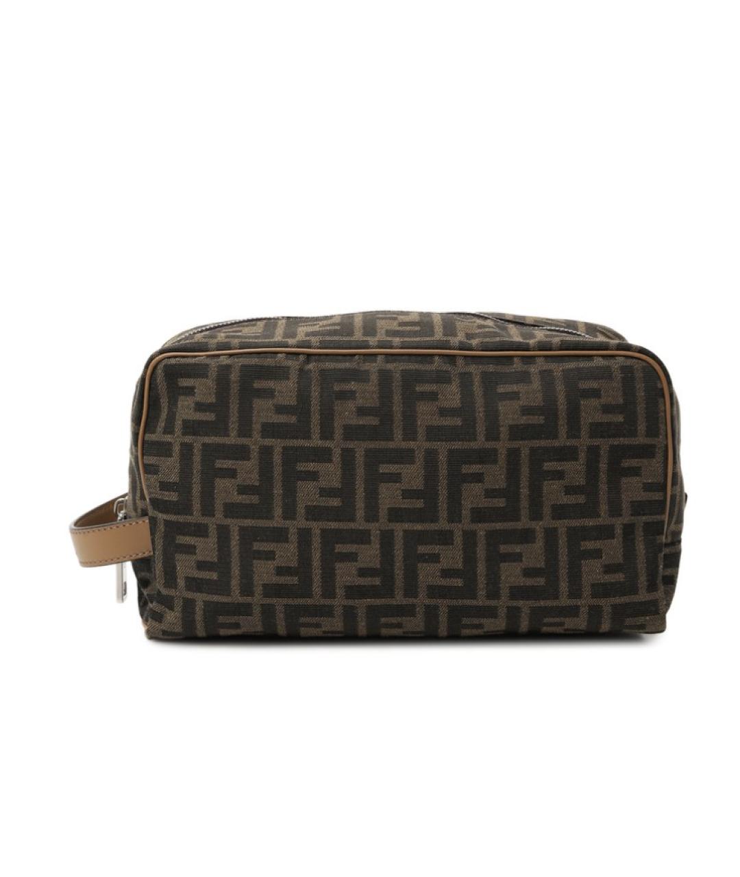 FENDI Коричневая тканевая барсетка, фото 1