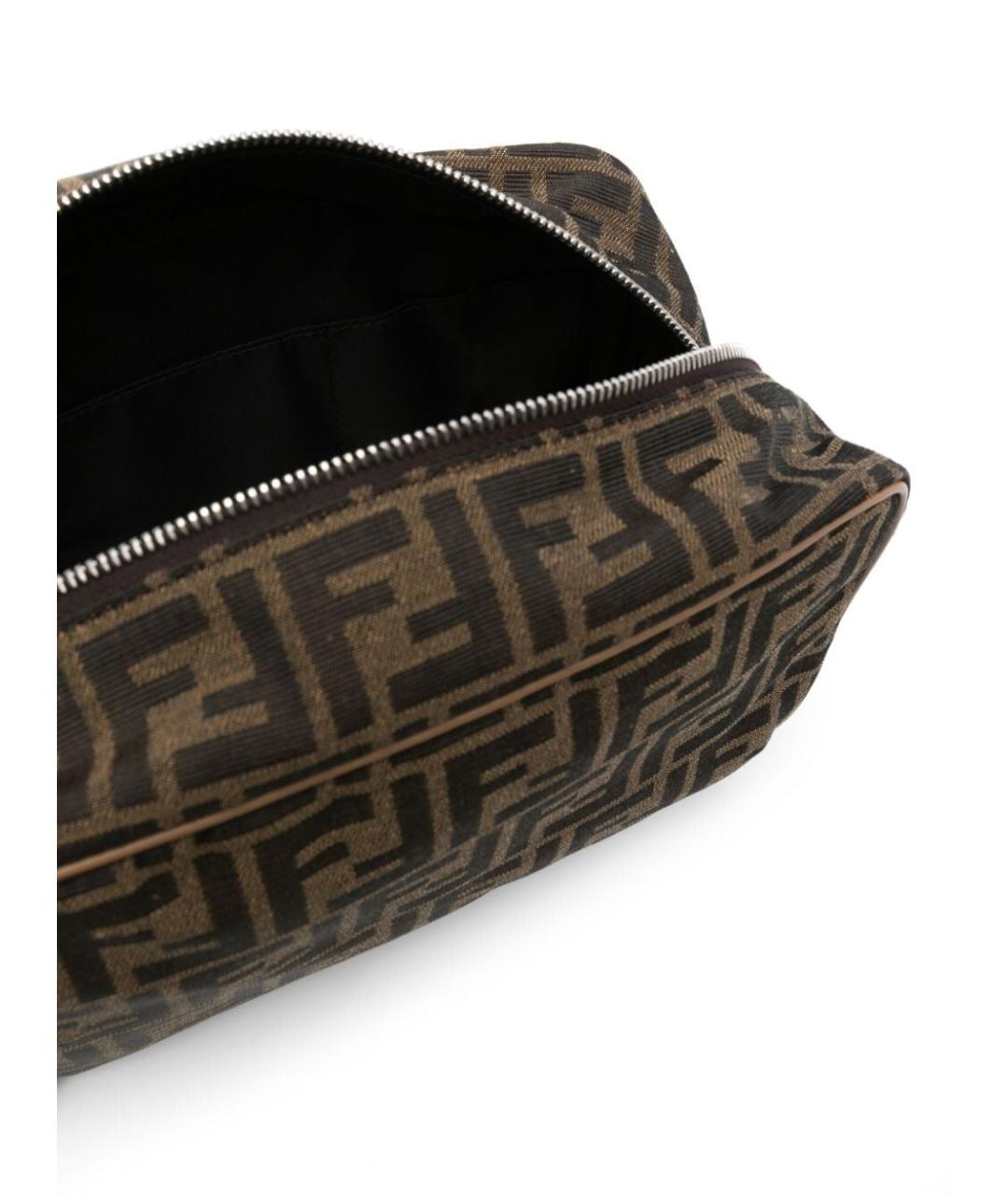 FENDI Коричневая тканевая барсетка, фото 4