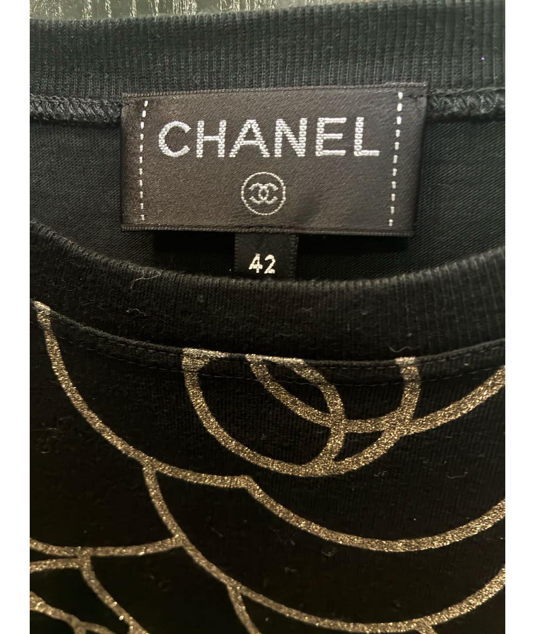 CHANEL Черная хлопковая футболка, фото 3