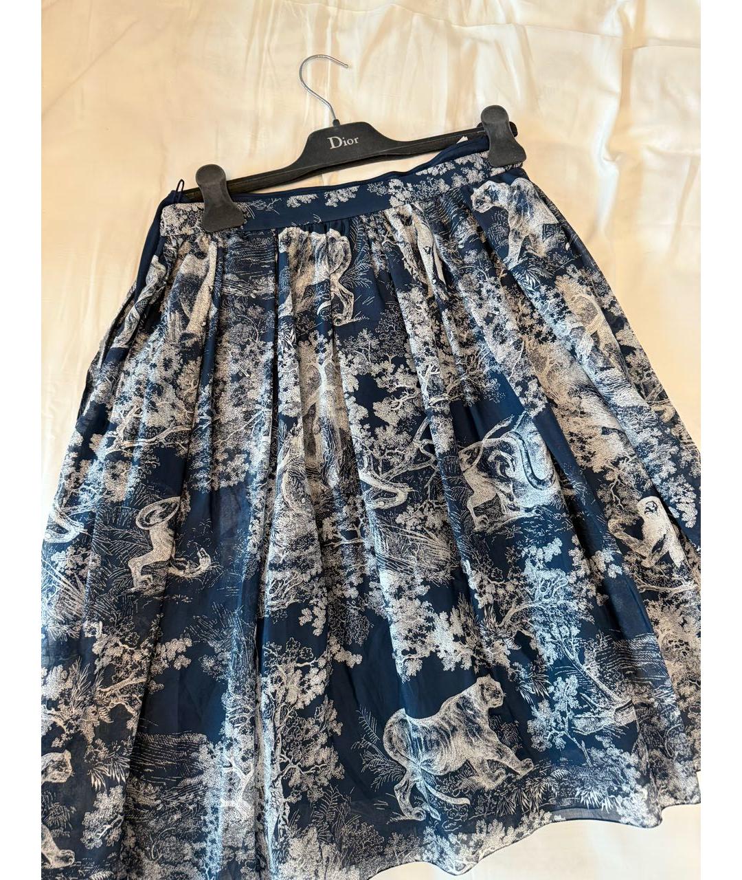 CHRISTIAN DIOR Темно-синяя хлопковая юбка миди, фото 2
