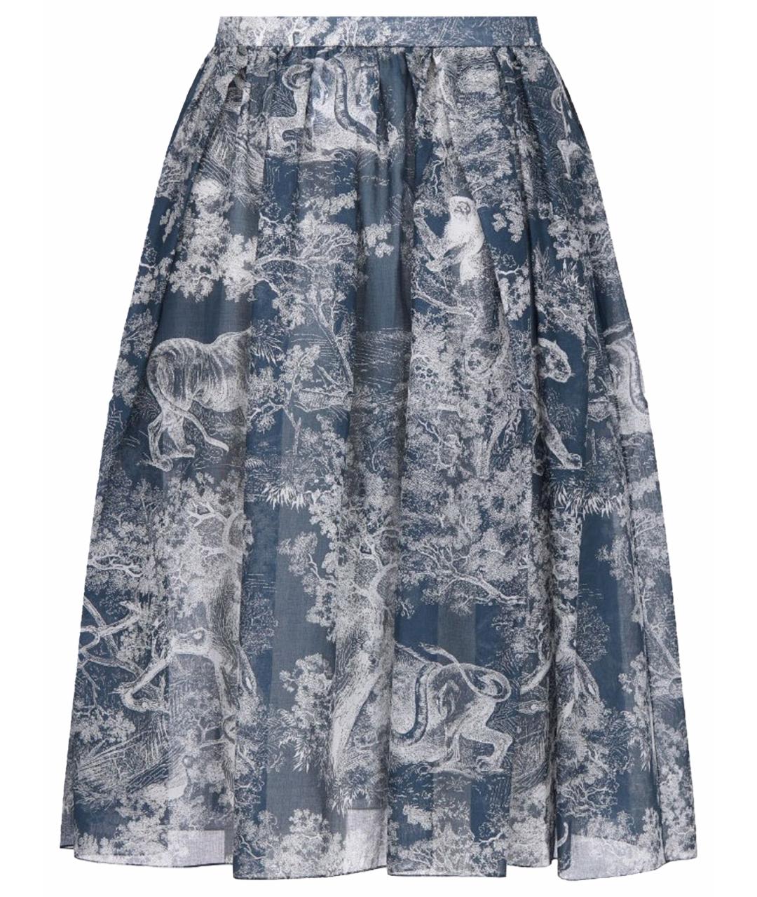CHRISTIAN DIOR Темно-синяя хлопковая юбка миди, фото 1