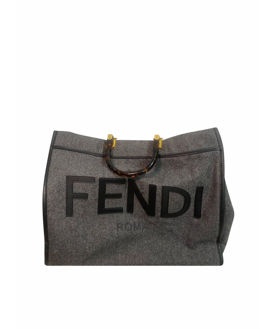 FENDI Антрацитовая тканевая дорожная/спортивная сумка, фото 1