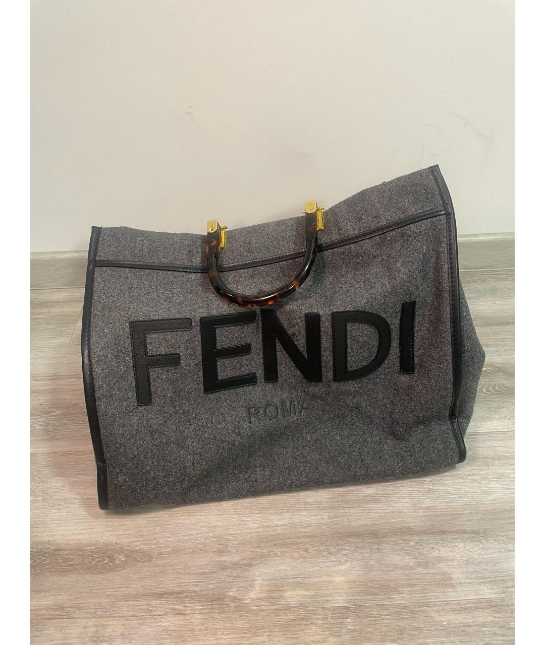 FENDI Антрацитовая тканевая дорожная/спортивная сумка, фото 7