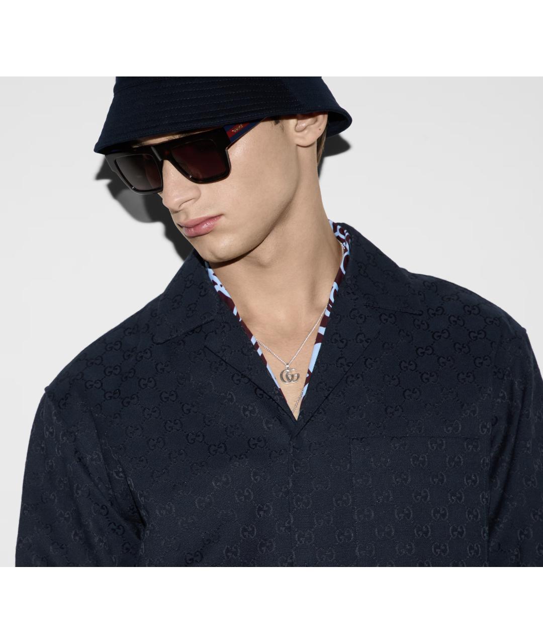 GUCCI Синяя хлопковая классическая рубашка, фото 3