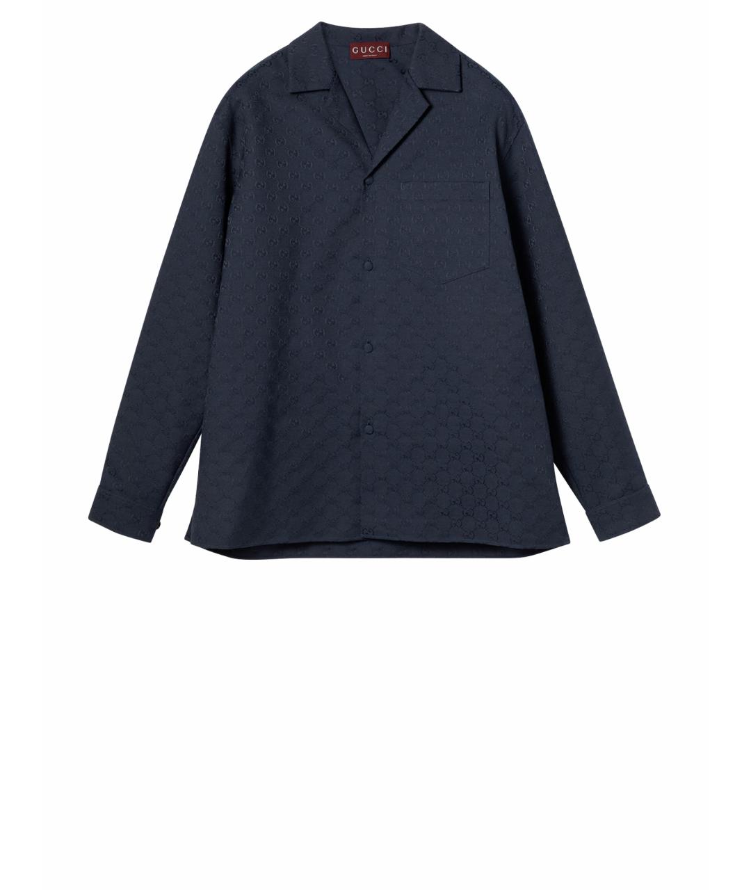 GUCCI Синяя хлопковая классическая рубашка, фото 1
