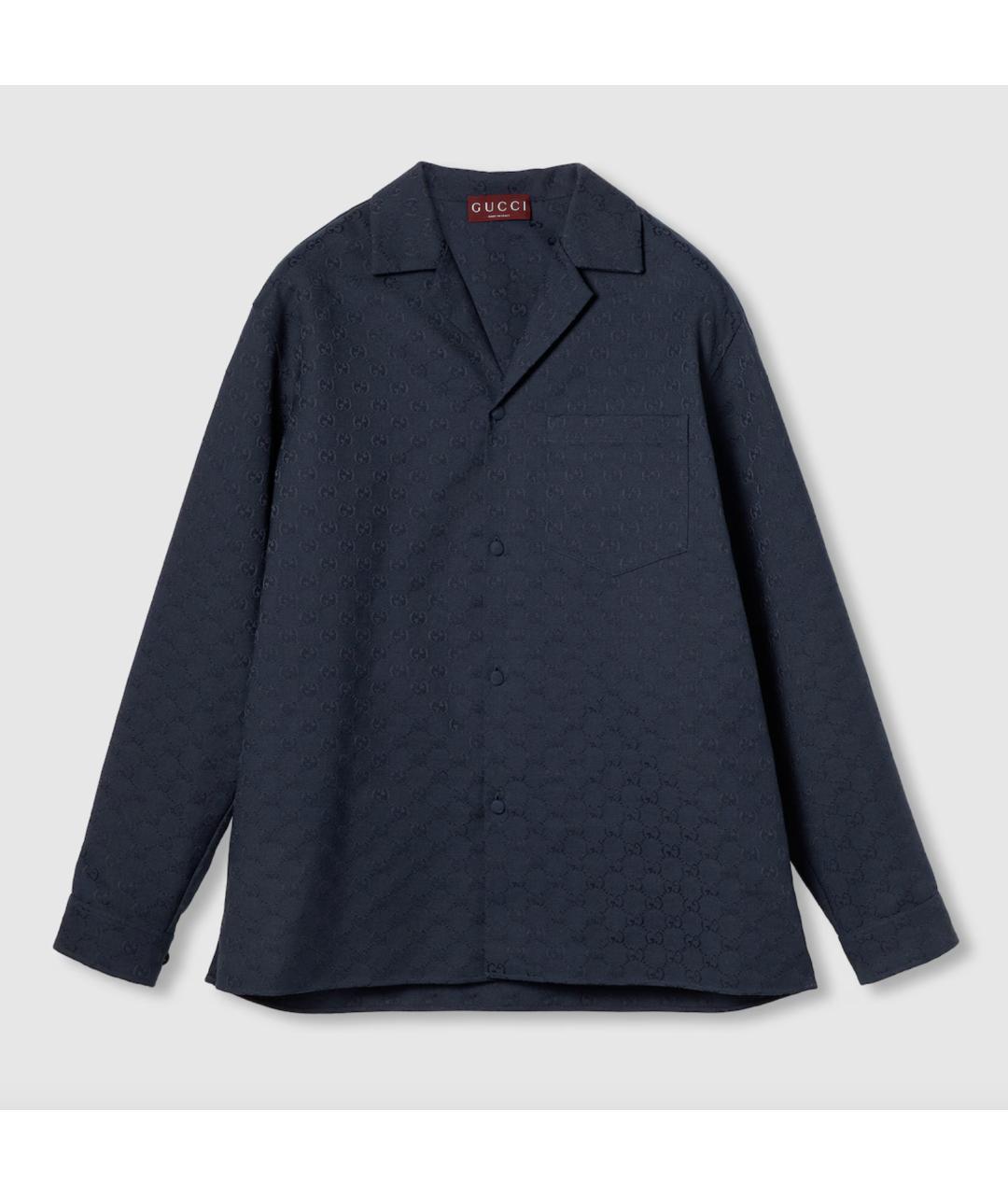 GUCCI Синяя хлопковая классическая рубашка, фото 4